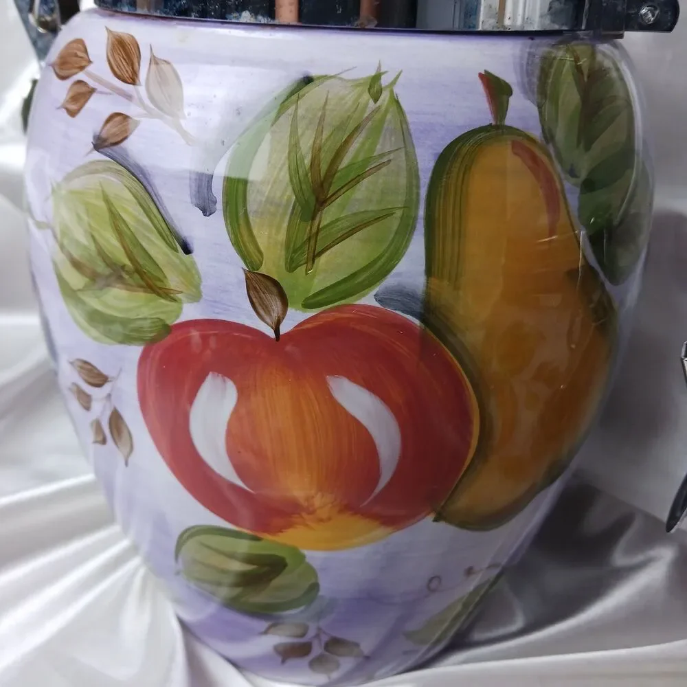 GIBSON ELITE TUSCANY FRUIT THEME CANISTER JAR LATCHING TOP W/SEAL Lot of 2